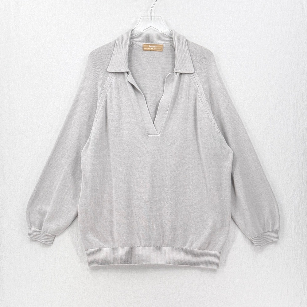 FREE PEOPLE FREE-EST Drea Sweater Women Medium Gray Polo Collar Oversized Cozy - Picture 3 of 15